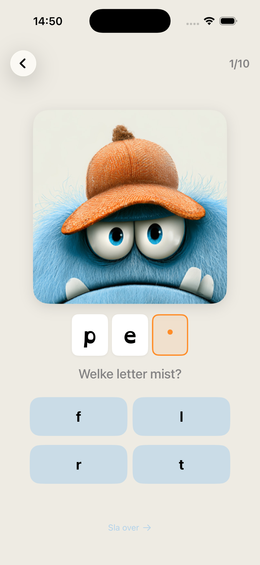 Welke letter mist bij p_e?
