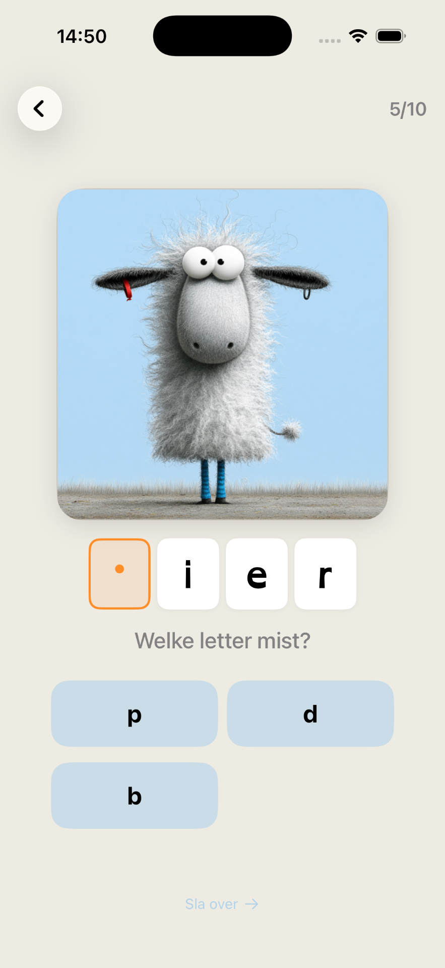 Pier — spiegelletters p, d en b.